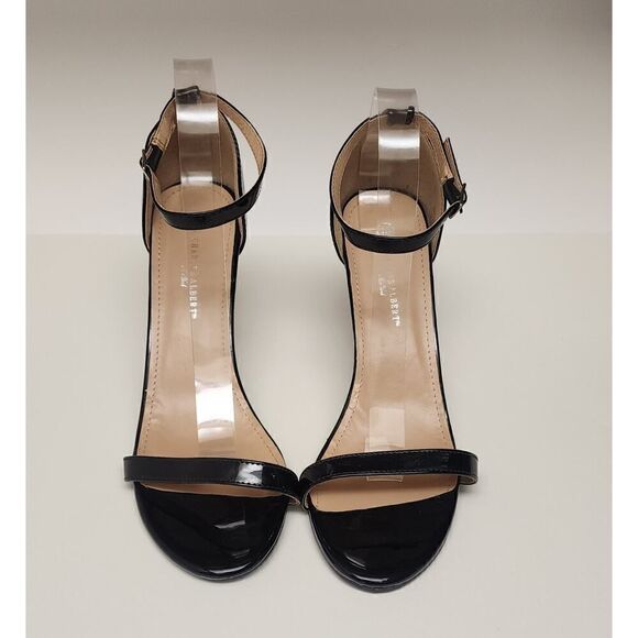 CHARLES ALBERT TESSA BLACK FAUX LEATHER ANKLE STRAP PUMP HEEL SHOES SIZE US 10 - Picture 4 of 9